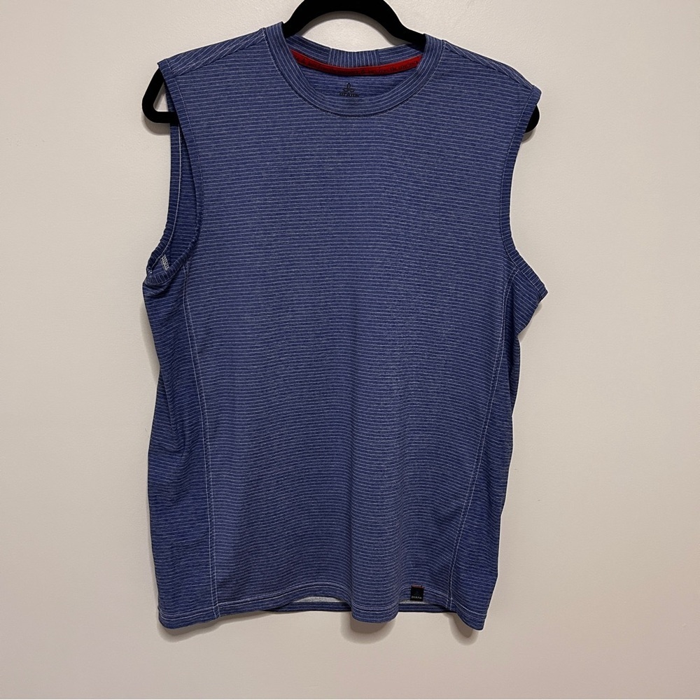 Prana Tank Top Mens Size Medium Blue/White Performance Summer Running Athleisure